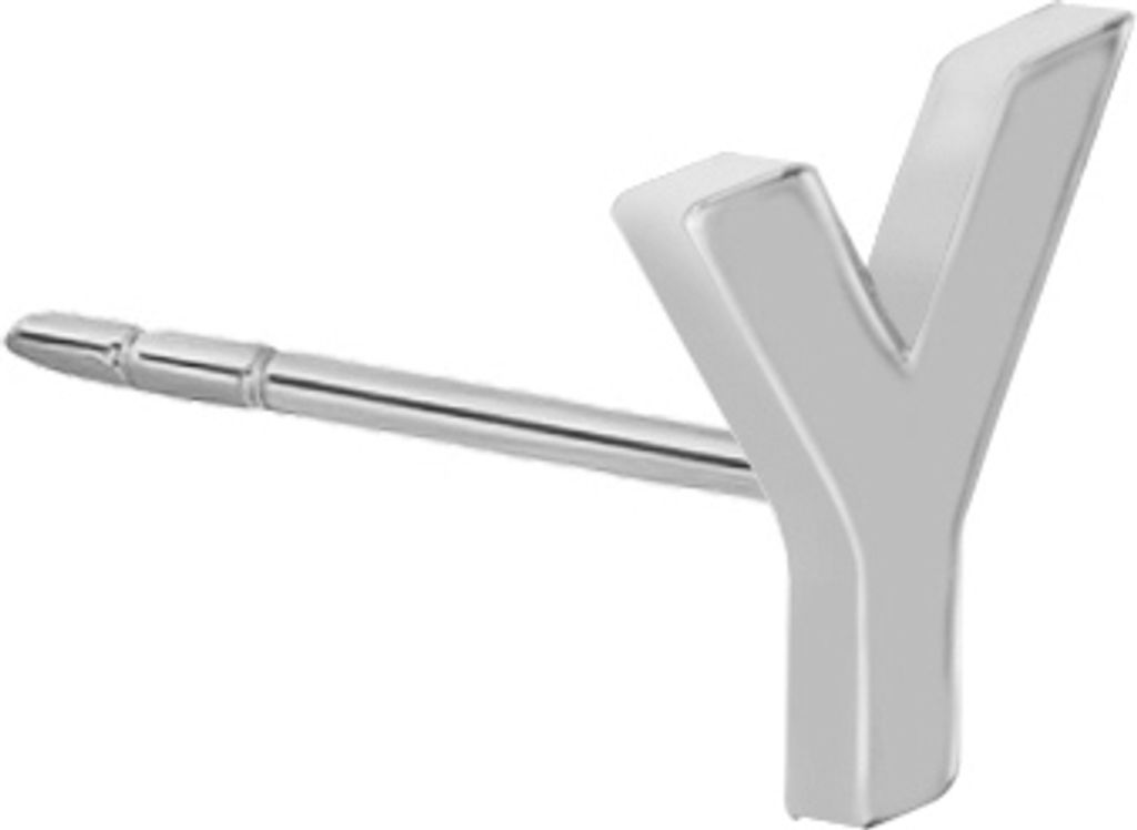 New Bling 9NB-908Y - Zilveren oorsteker Letter Y – Rhodium Plated – 4 mm – Per Stuk