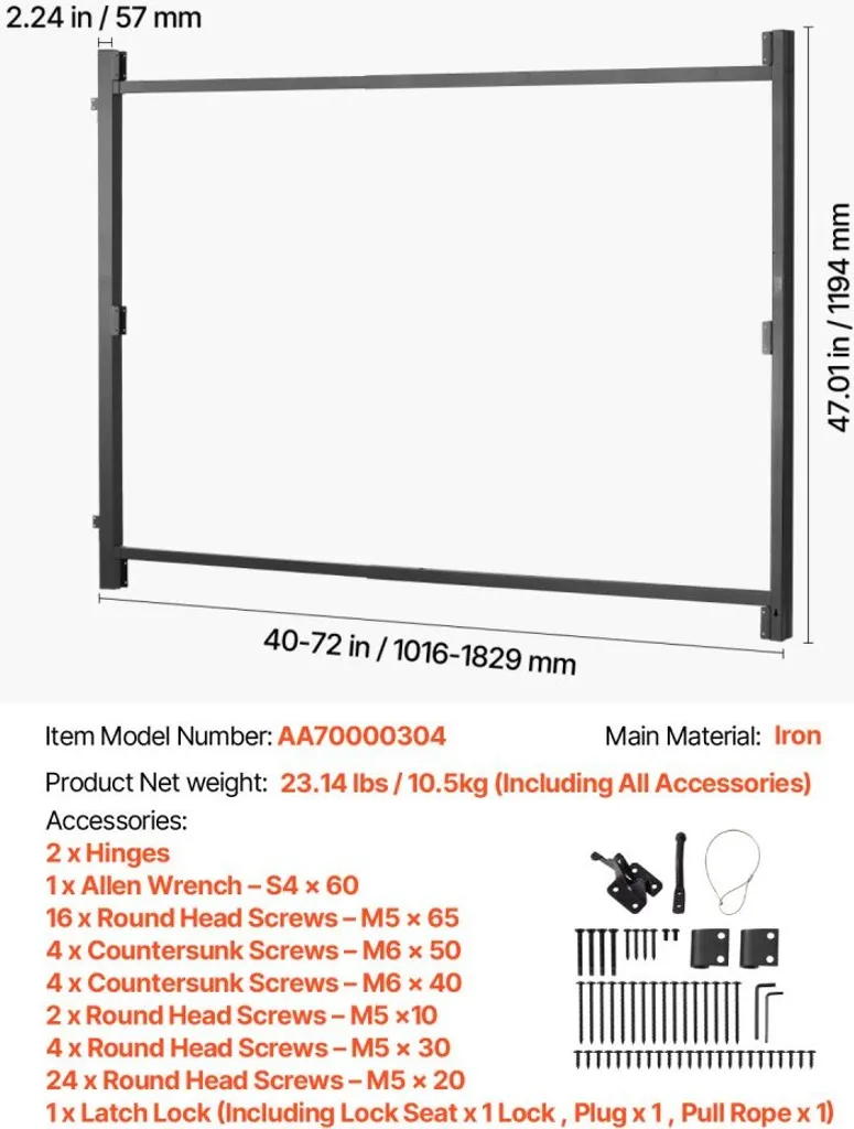 Kit de montage pour porte large, cadre adaptable de 1016 à 1829 mm - 7