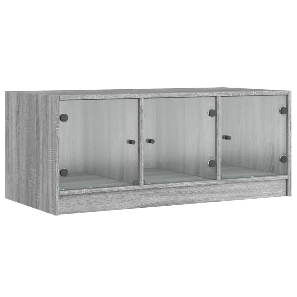 Tavolino Salotto Grigio Sonoma 102x50x42 cm | Ante in Vetro Antimacchia