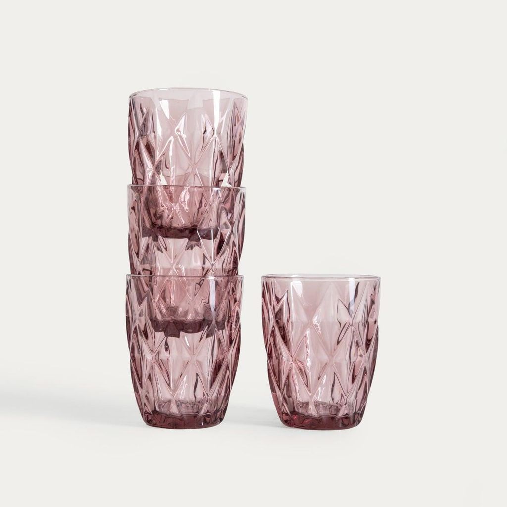 HOMLA LUNO Gläser, rosa, 4er-Set, 280 ml