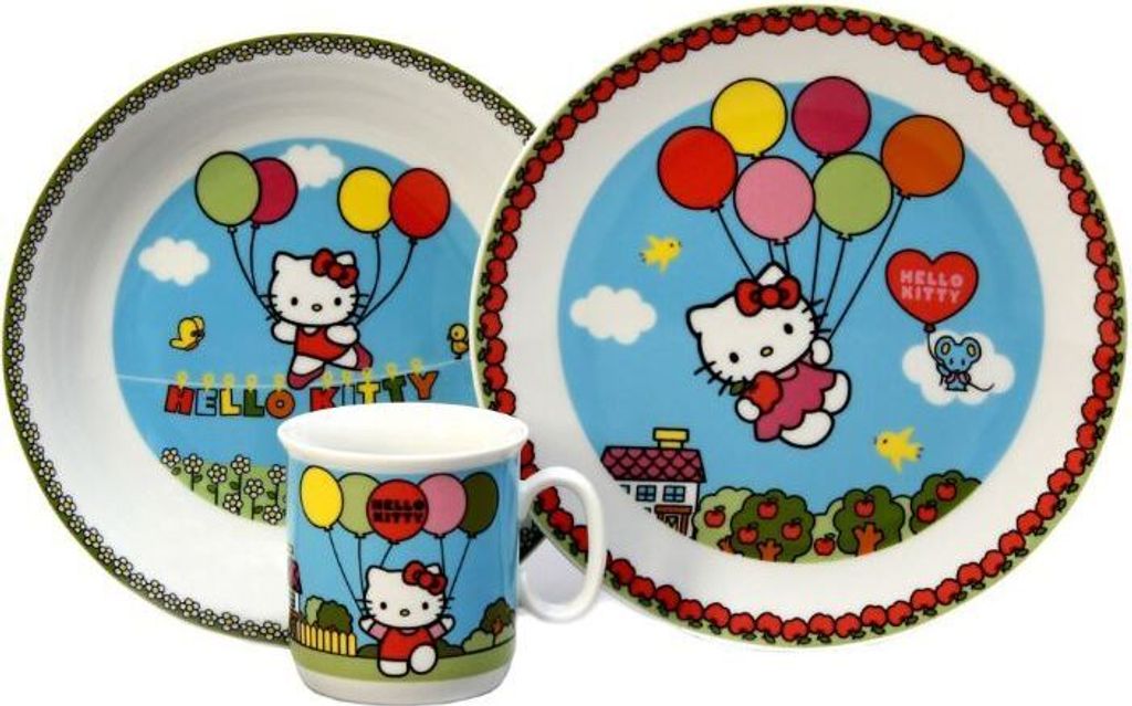 Hello Kitty Kinder-Essgeschirr, blau, Thun, 591018, 3 Teile