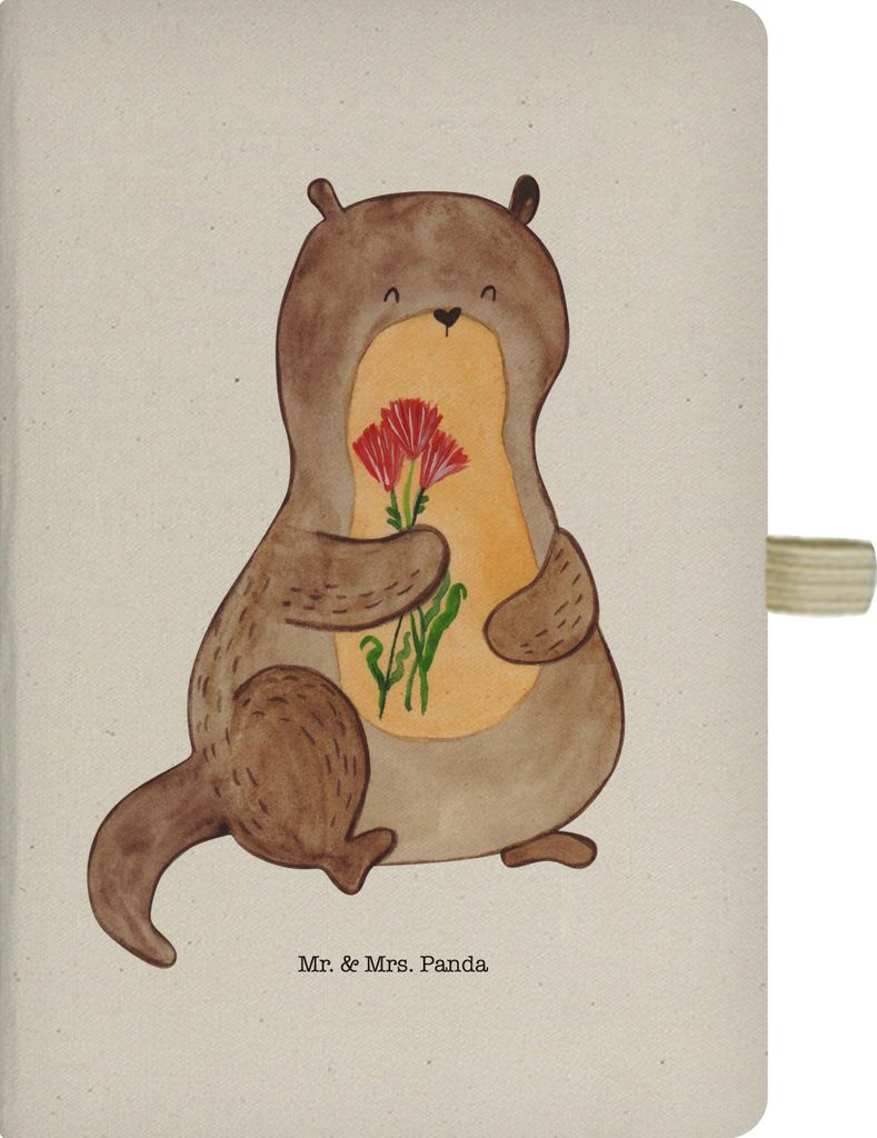 Mr. & Mrs. Panda Journal Otter Blumenstrauß - Transparent - Geschenk, Reisetagebuch, Adressbuch, Niedlich, Seeotter, notizbuch, Notizheft A5, See,...