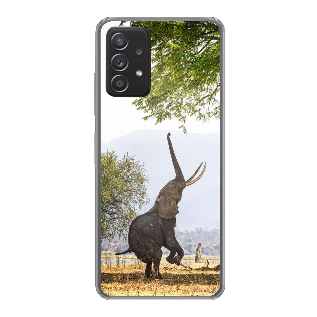 MuchoWow Handyhülle Schutzhülle Hülle für Samsung Galaxy A33 5G Elefant - Baum - Blätter Silikon Softcase Handy Hülle - Kartenhalter