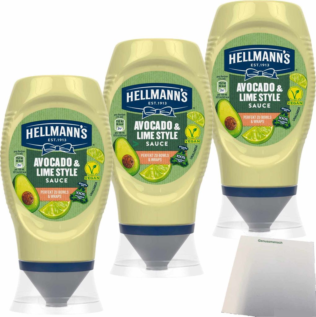 Hellmann´s Advocado & Lime Style Sauce Perfekt zu Bowls und Produktbild 