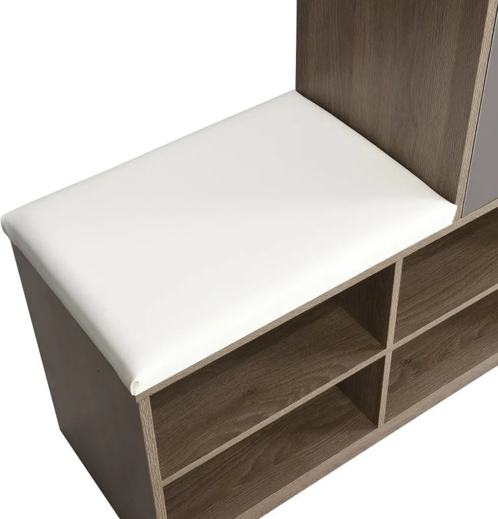Banc de rangement chaussures 140 cm Blanc - Commode d'entrée Moderne - 13