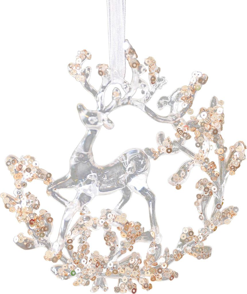 Weihnachtsschmuck aus Acryl zum Aufhängen: Glitzernder, klarer Rentier-Schmetterling-Kürbis-Schneeflocke-Libelle-Ballettmädchen-Weihnachtsbaumsc...