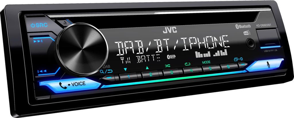 JVC KD-DB922BT, Schwarz, 1 DIN, 200 W, 7.1 Kanäle, 50 W, Produktbild 