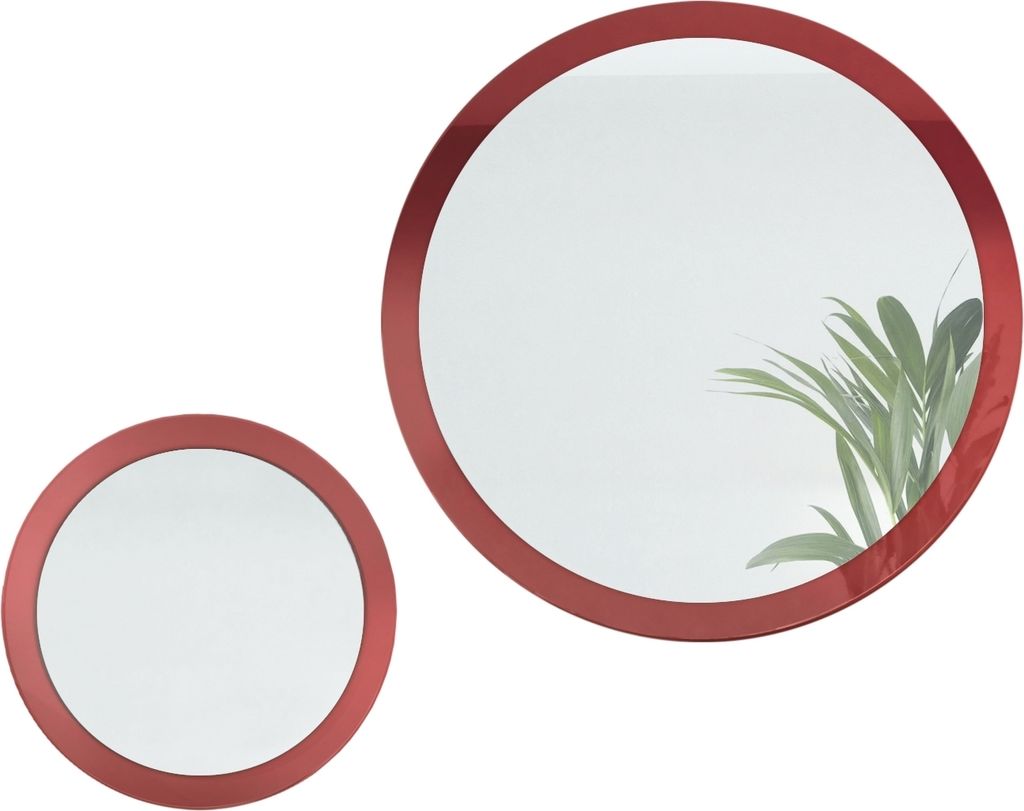Vladon Spiegel Globe Set 50 und 80 cm, Germany, 2 dekorative runde Wandspiegel für Flur und Wohnzimmer mit MDF-Rahmen in Bordeaux Hochglanz