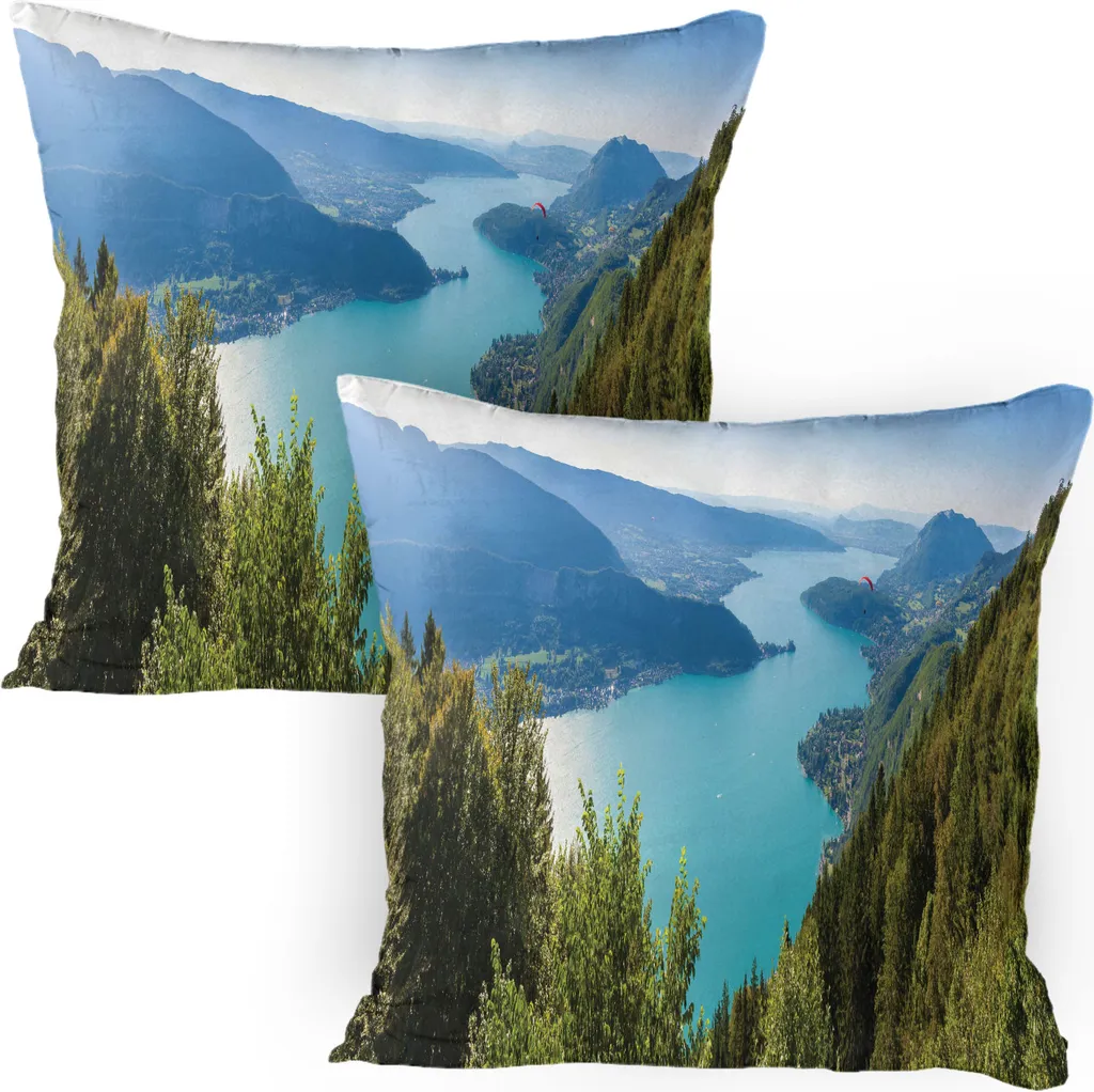 Set 2 Federe 80x80 ABAKUHAUS Lago Annecy | Decorazione Casa Natura