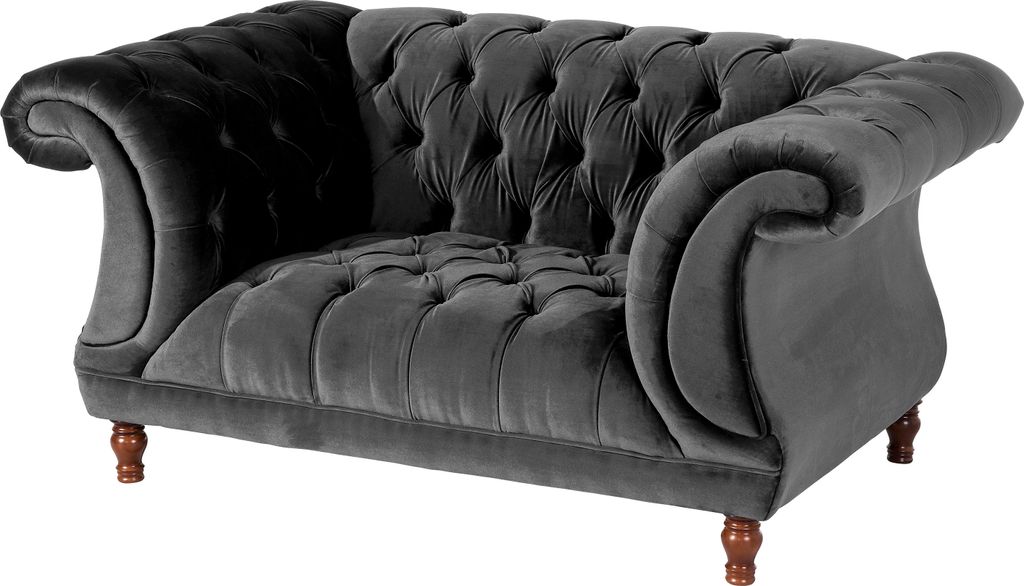 Max Winzer Sessel Ivette - Samtvelours anthrazit - Maße: 167 x 100 x 80 cm