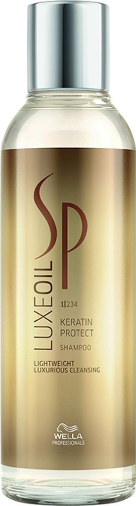 A product shot of a bottle of Wella Professionals SP Luxe Oil Keratin Protect Shampoo.