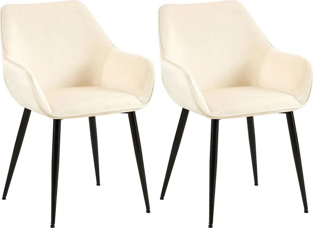 Coppia Sedie Vessa Velluto Crema - Arredo Sala Pranzo Design Moderno