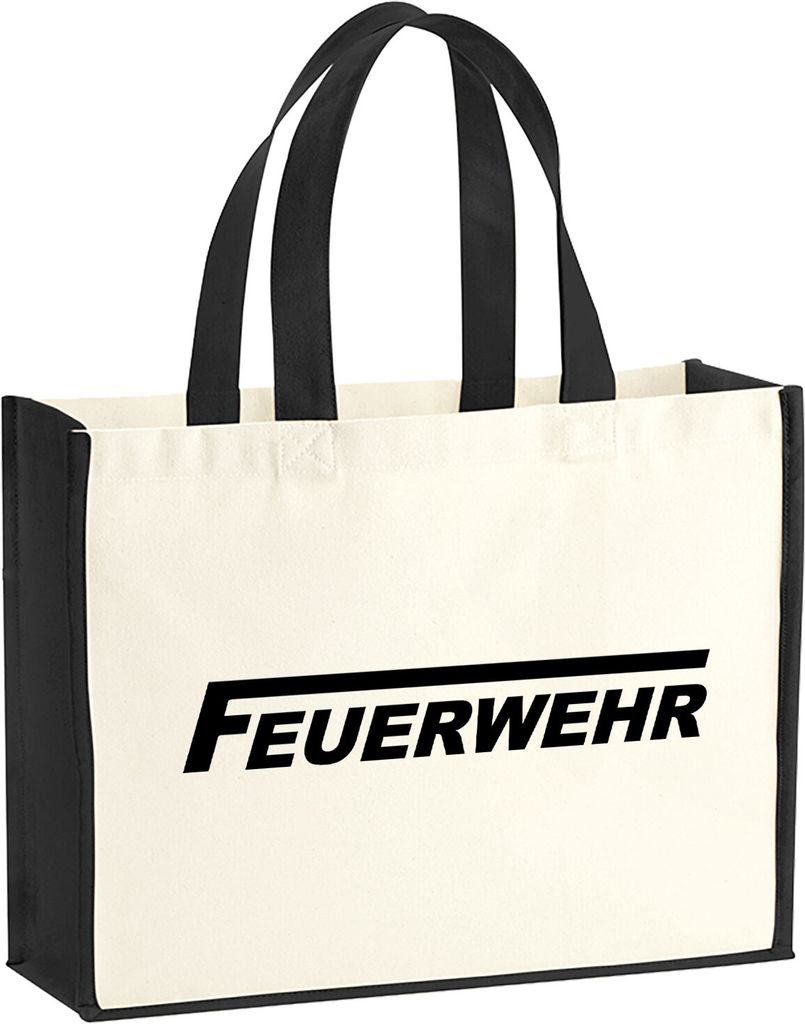 Huuraa Jutetasche Feuerwehr 21 Liter Black Jute und Baumwolle Einkaufstasche Geschenkidee