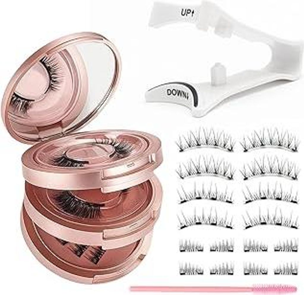 KAIYAYA Magnetische Wimpern, 4 Paare Magnet Lashes Natürlicher Wiederverwendbare Magnet Wimpern, Mit Applikator Kein Kleber No Glue or Eyeliner Ea...