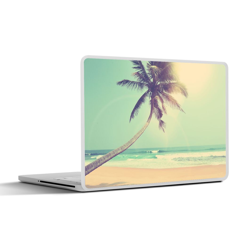 MuchoWow Laptop Aufkleber Sticker Cover Retro - Palme - Sonne - Sommer 25x18 cm - Laptop-Deko
