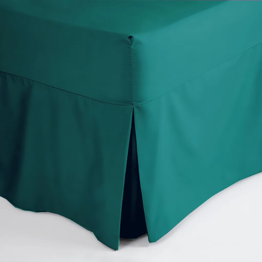 Volant de Lit BM178 Vert Jade en Percale de Coton Durable King Size