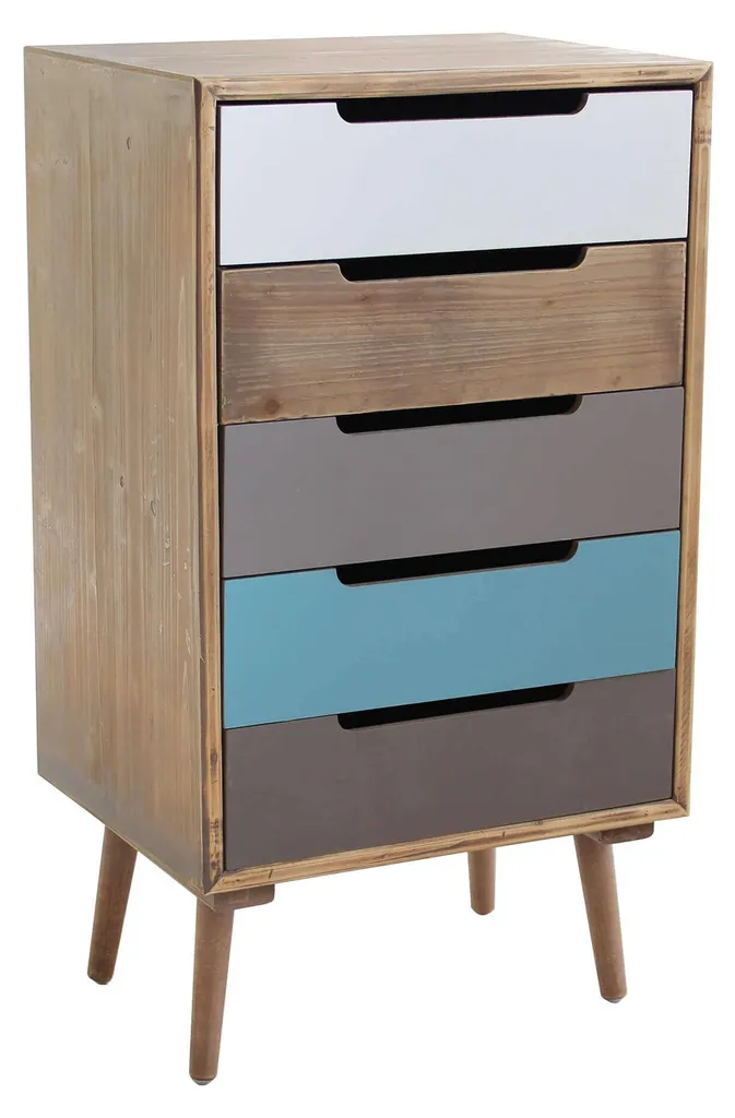 Rangement efficace : Commode bois CHARLES 5 tiroirs contre le désordre
