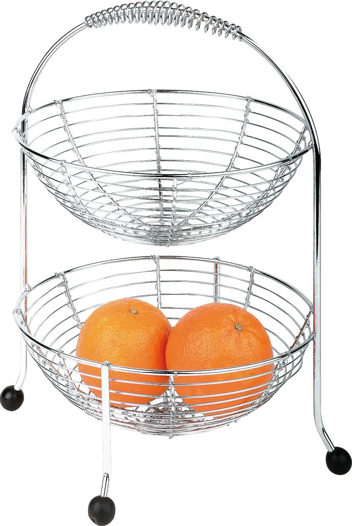 APS 2-stufige Etagere aus verchromten Metall mit Griff und Antirutsch-Füßchen ØxH: 28 x 35,5 cm