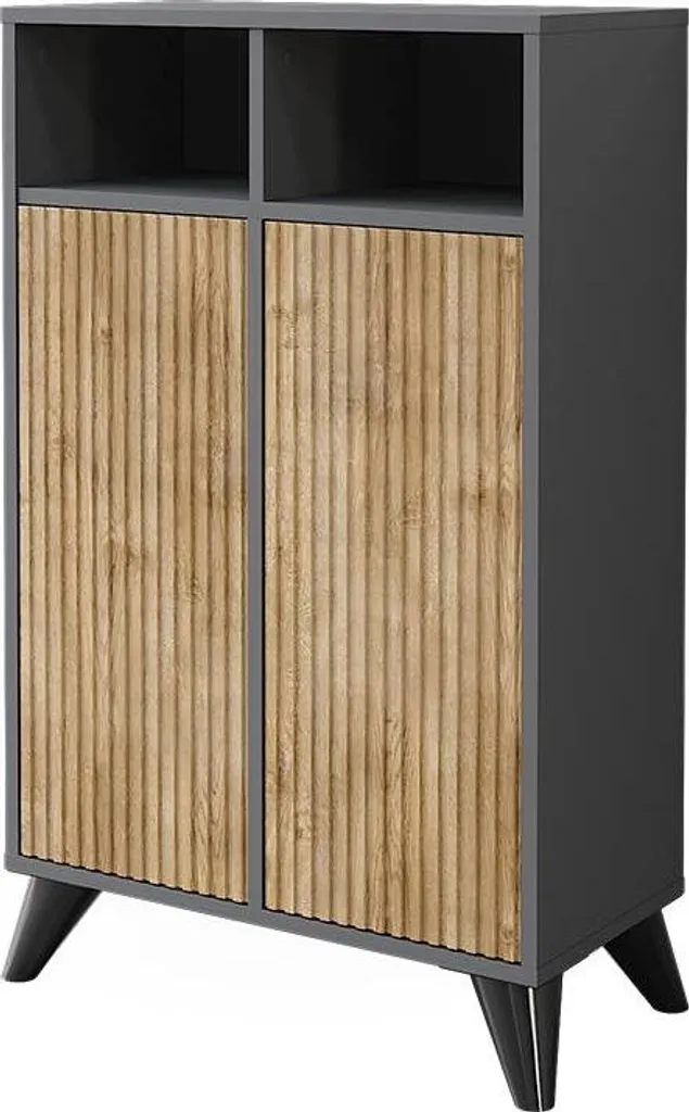 Vicco Mobiletto midi Leano, 60 x 97 cm con 2 porte, Antracite/quercia di montagna