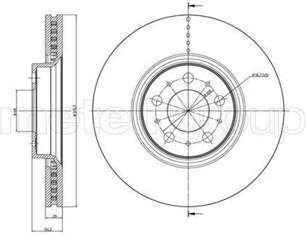 2x METELLI Bremsscheibe 23-0847C für VOLVO XC90 I (275) S60 Produktbild 
