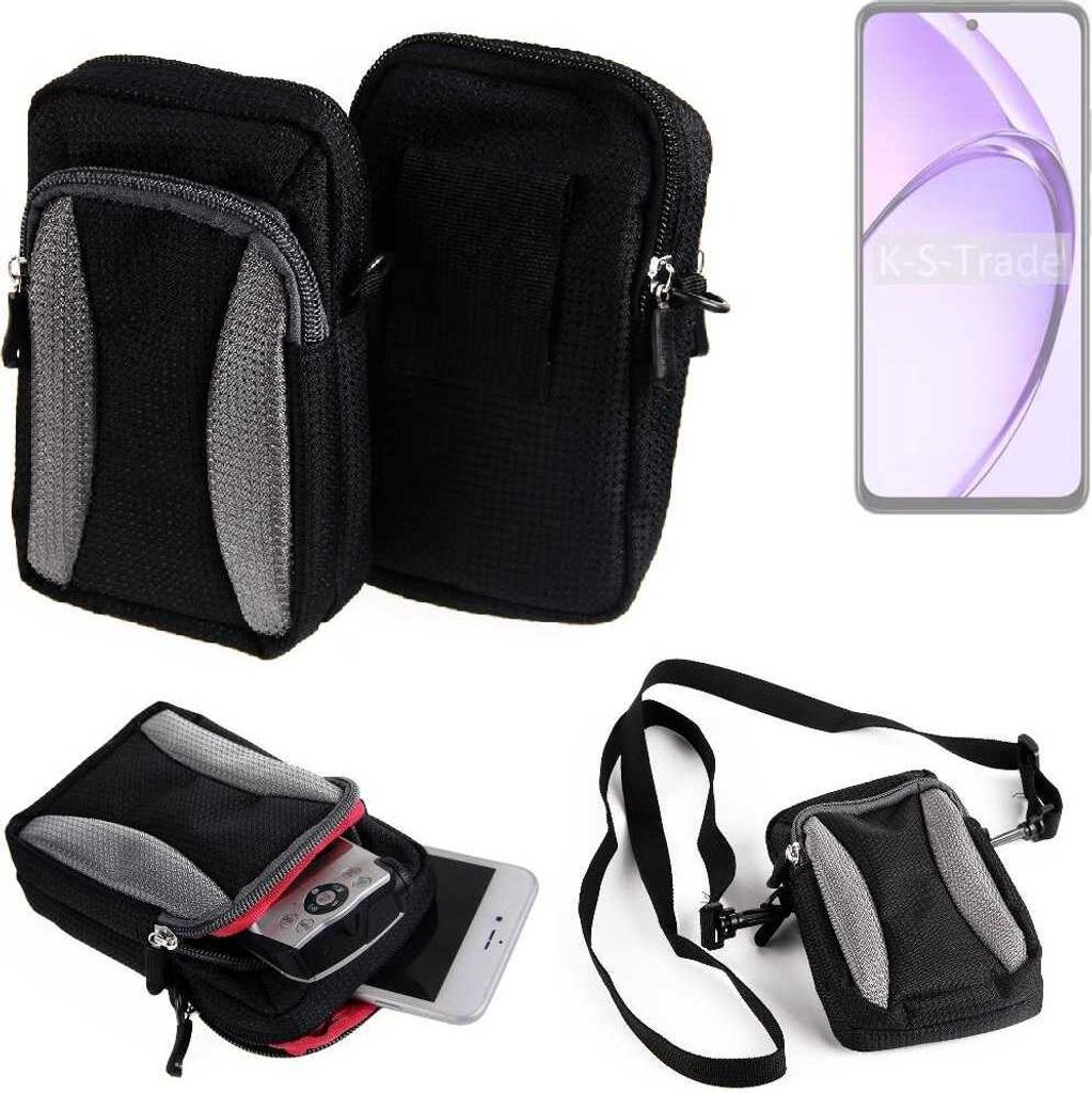 K-S-Trade Holster Schutz Hülle kompatibel mit Oppo A80 5G Handy Hülle Gürteltasche Umhängetasche mit Zusatzfach schwarz