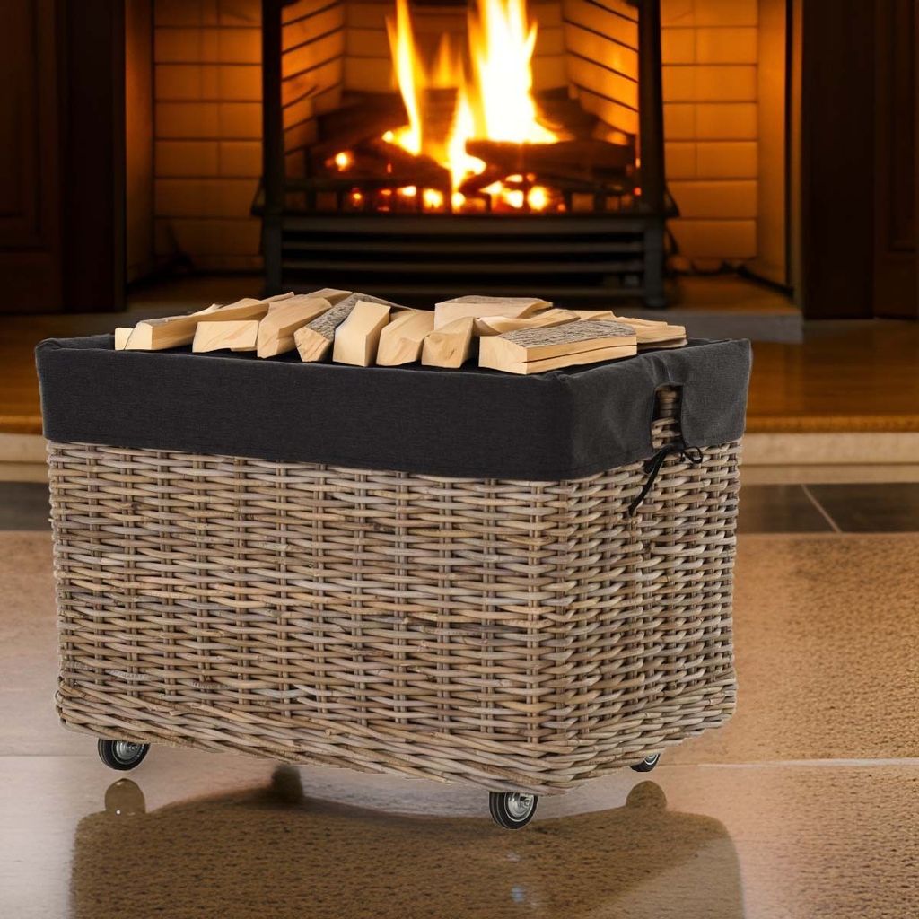 KRINES HOME Großer Rollkorb mit Griffen / Holzkorb mit Produktbild 1
