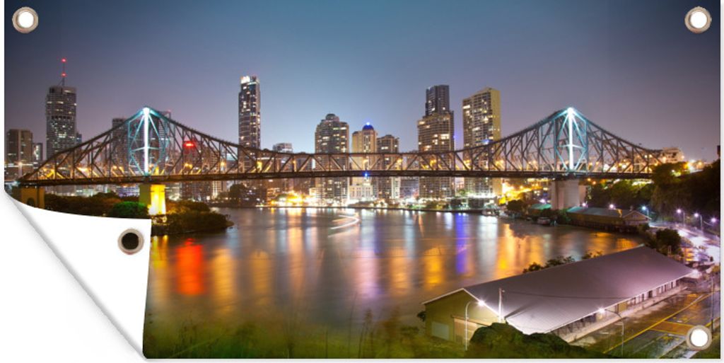 MuchoWow 60x30 cm Outdoor-Poster Gartendeko Sichtschutz Garten Poster für den Garten Story Bridge über den Brisbane River in Australien