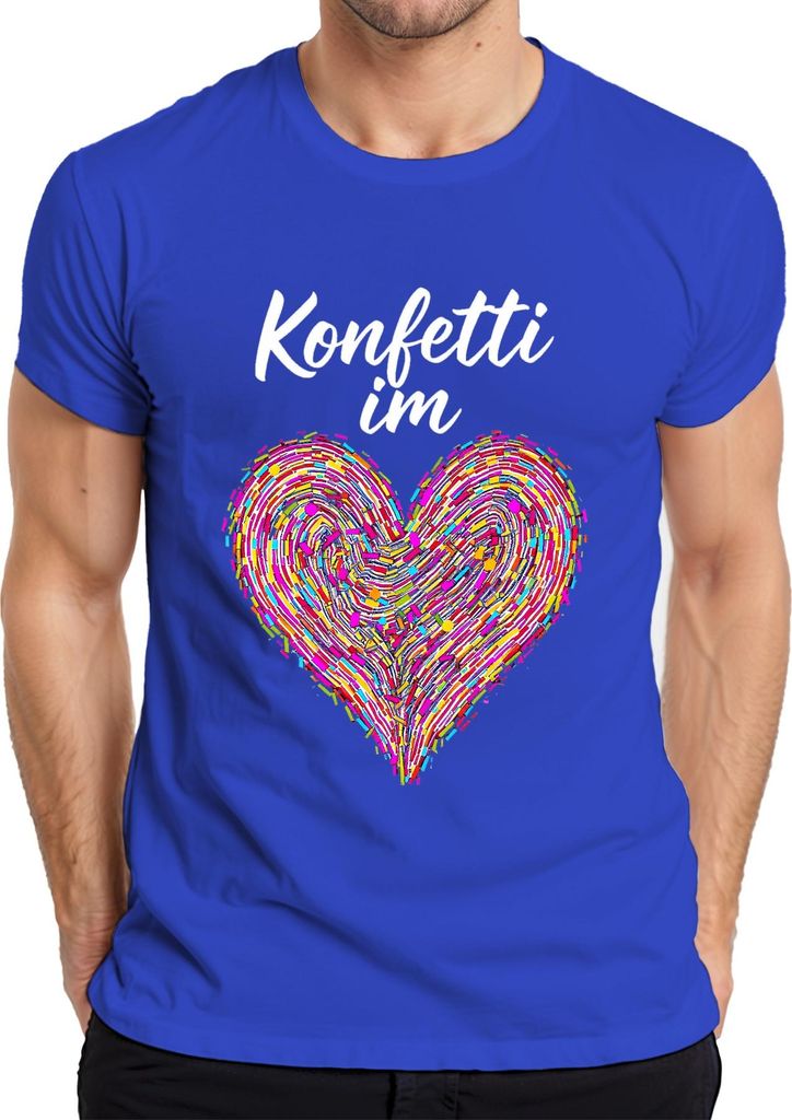 Konfetti Herz bunt Liebe Party Geburtstag Geschenk Valentinstag Herren T-Shirt, Blau, 3XL