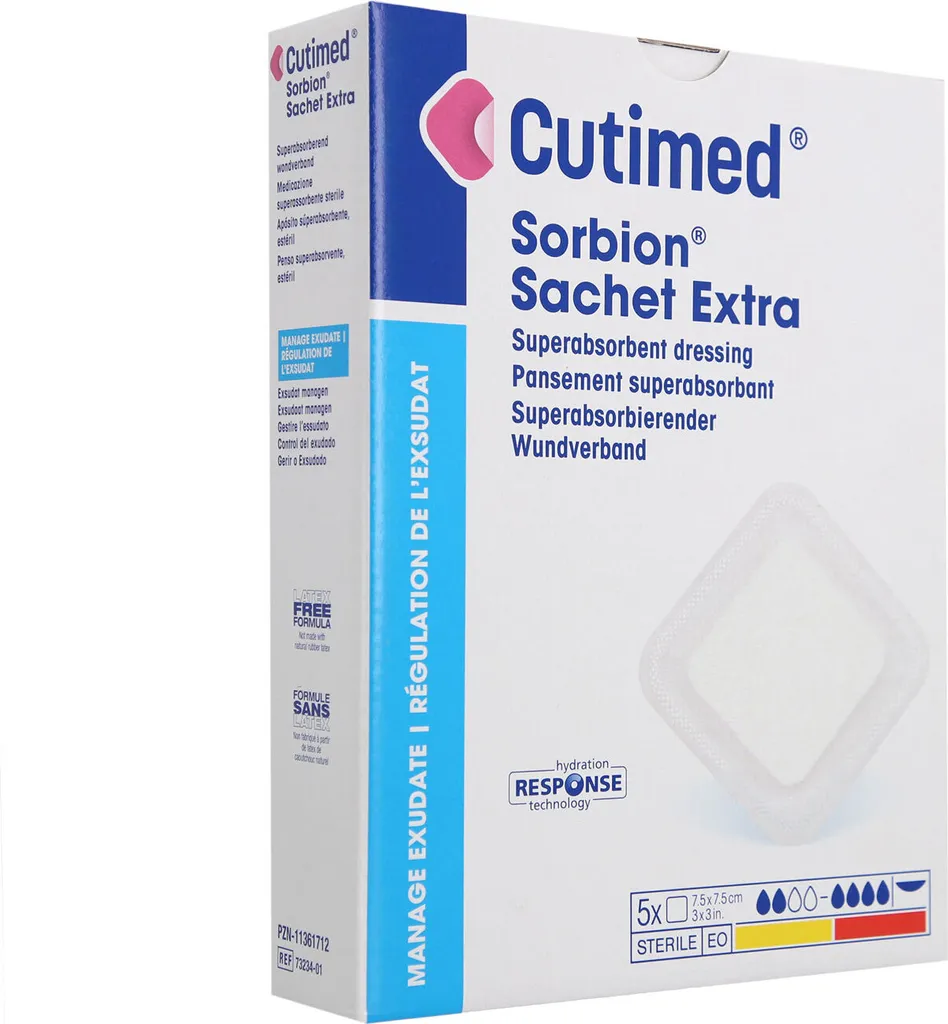 Cutimed Sorbion Bustina Extra per ferite 7,5x7,5 cm 5 pz
