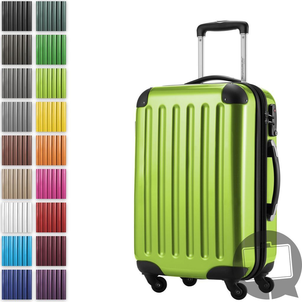 Alex - Handgepäck-Koffer mit Erweiterung Kabinentrolley 4 Rollen, Bordgepäck für jede Airline, Reisetrolley Größe S Hartschale glänzend, 55 c...