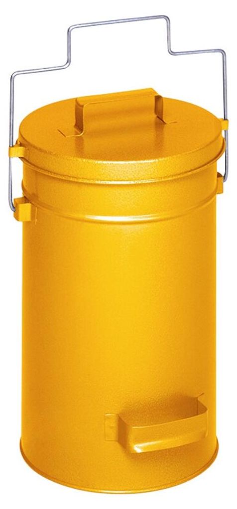 Robuster Sicherheitsbehälter mit Deckel & Tragebügel | HxBxT 38x27x27cm | Verzinkter Stahl | Gelb