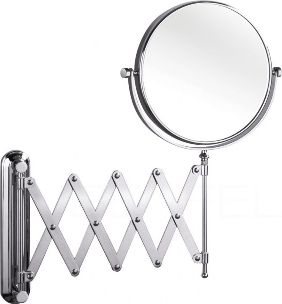 DEUSENFELD KS10C - Scheren Wand Kosmetikspiegel, 10-Fach Vergrößerung + Normalspiegel, Ø20cm, MS verchromt, Scherenarm