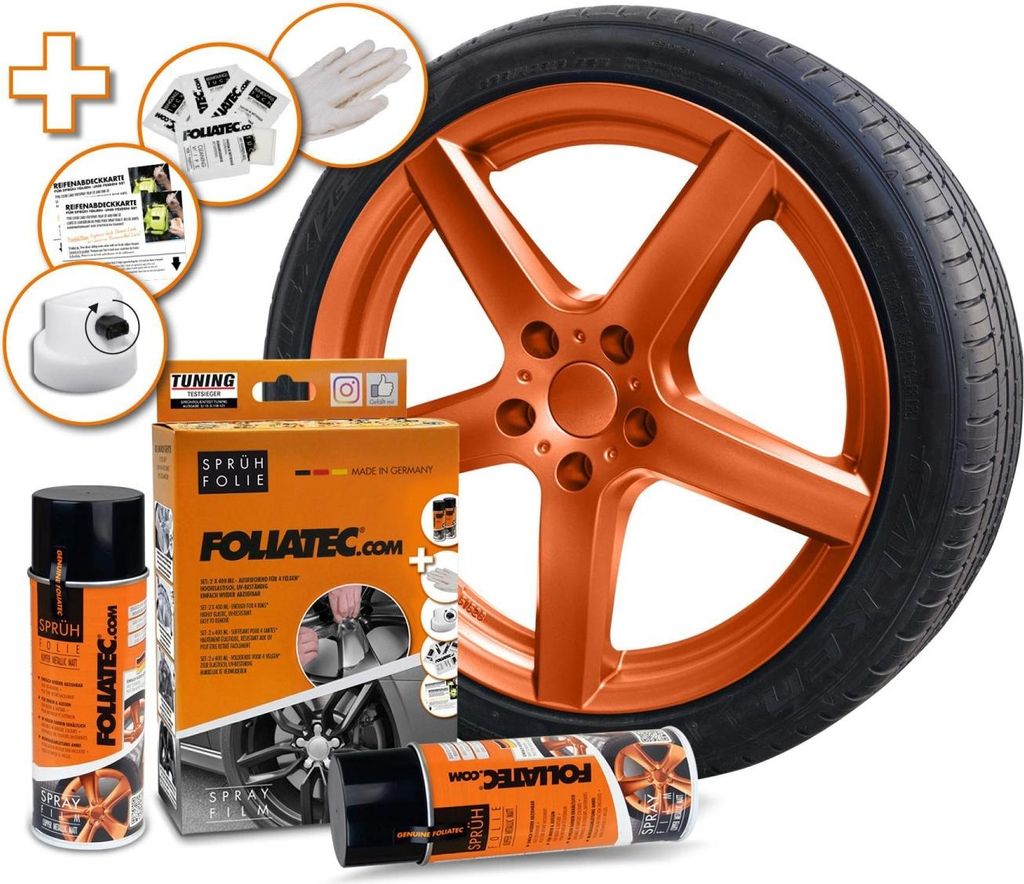 Foliatec Sprühfolie 2034 für Felgen 2x 400ml Felgenfolie Kupfer Metallic matt