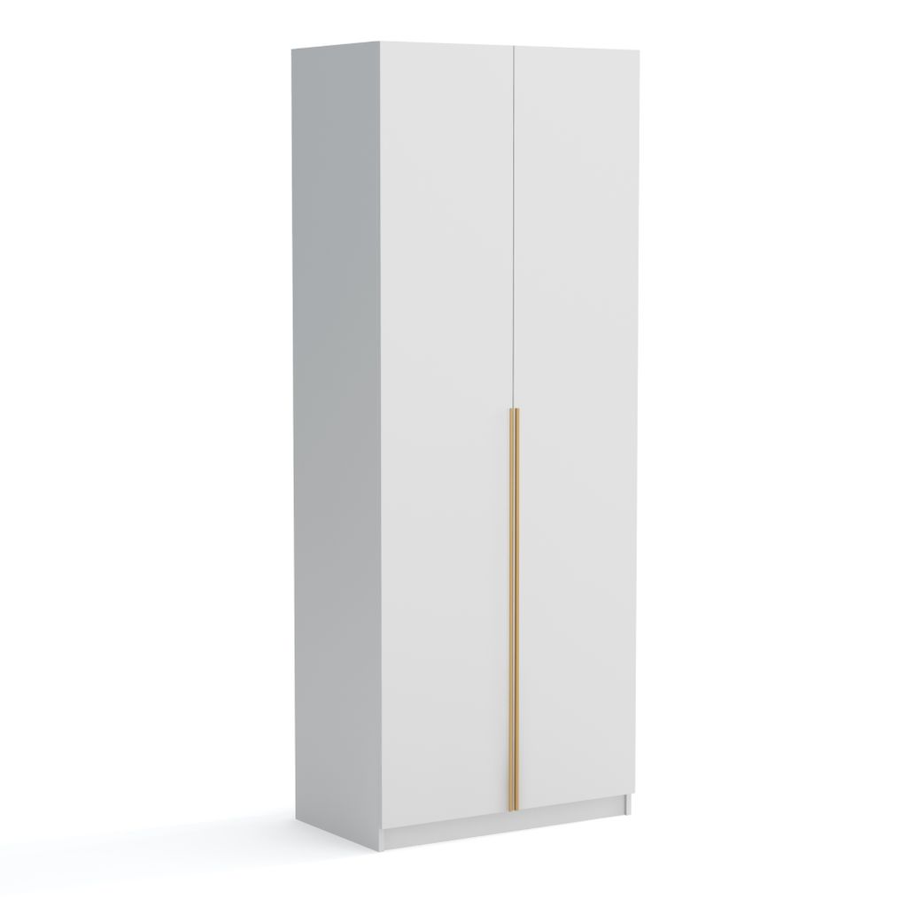 Kleiderschrank Pablo 90 cm, weiß gold mit Einlegeplatten, Produktbild 