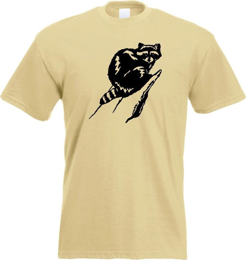 Kiwistar - T-Shirt - Khaki - Waschbär Motiv 2 - Pelz Herren Funshirt Bedruckt Design Sprüche Spruch Motive - mit Motiv Bedruckt - Funshirt Design...