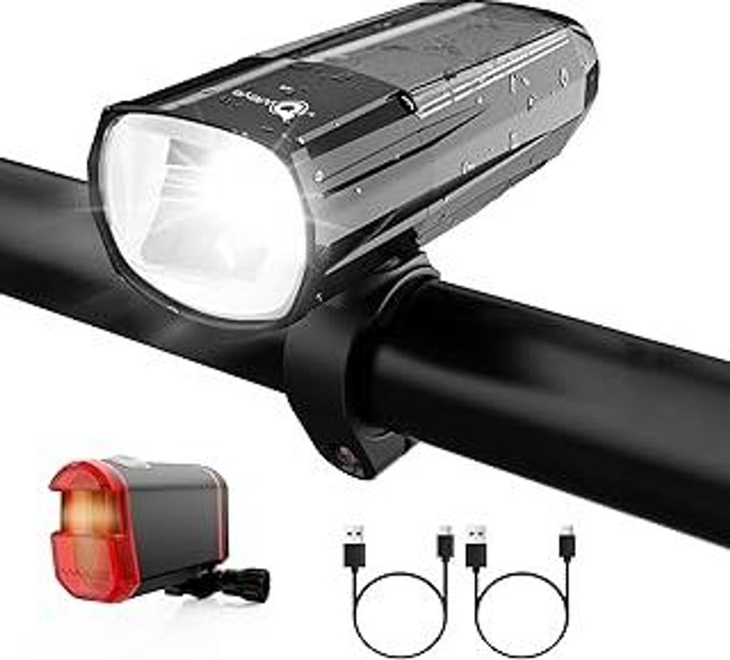 Owleye Fahrradlicht, Solar Fahrradlicht Set Fahrradbeleuchtung, bis zu 50 Lux Fahrradlicht vorne USB Aufladbar Typ C, StVZO Zugelassen Frontlicht +...