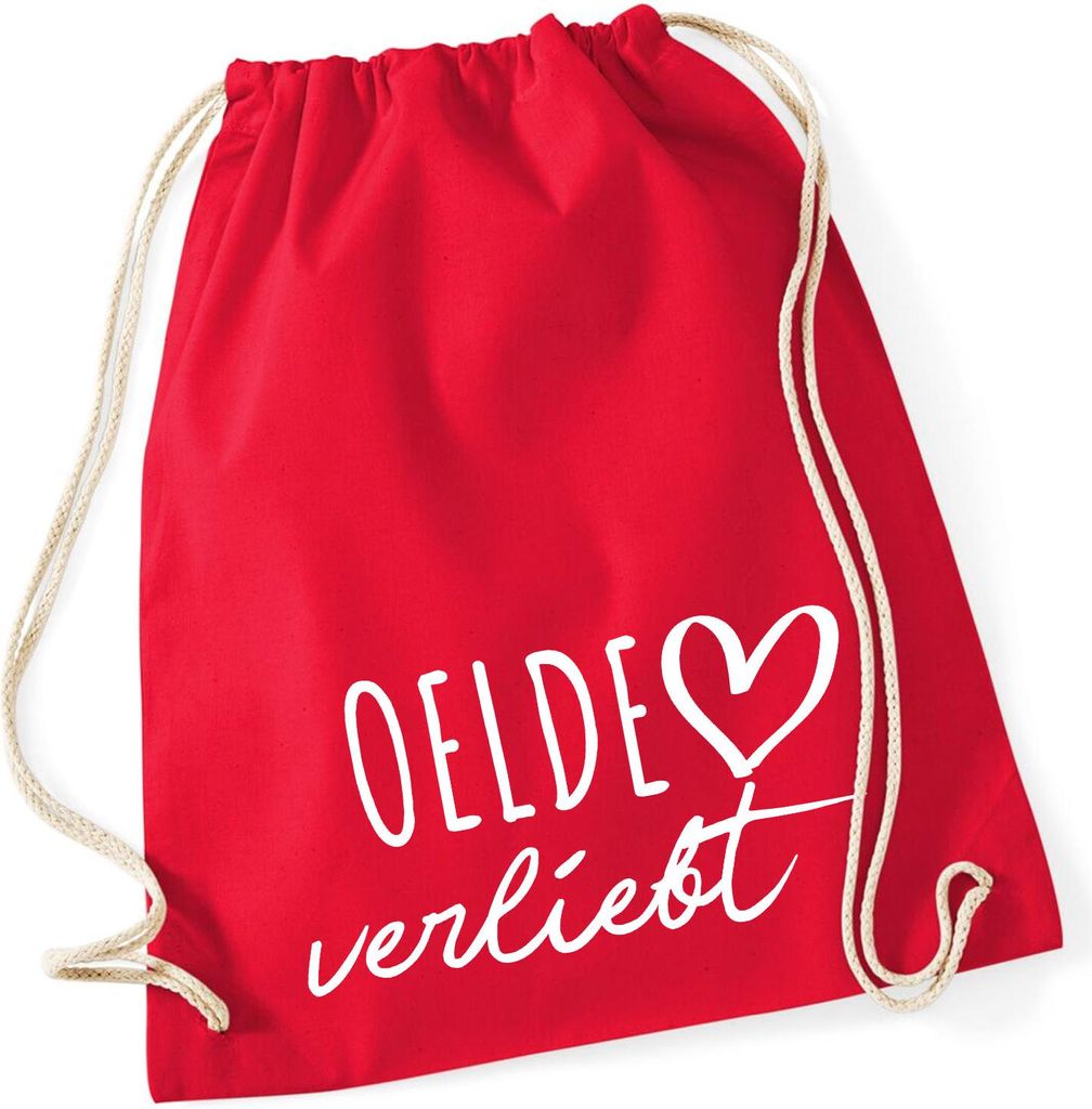 Huuraa Turnbeutel Oelde verliebt 12 Liter Classic Red Baumwolle Rucksack Geschenkidee