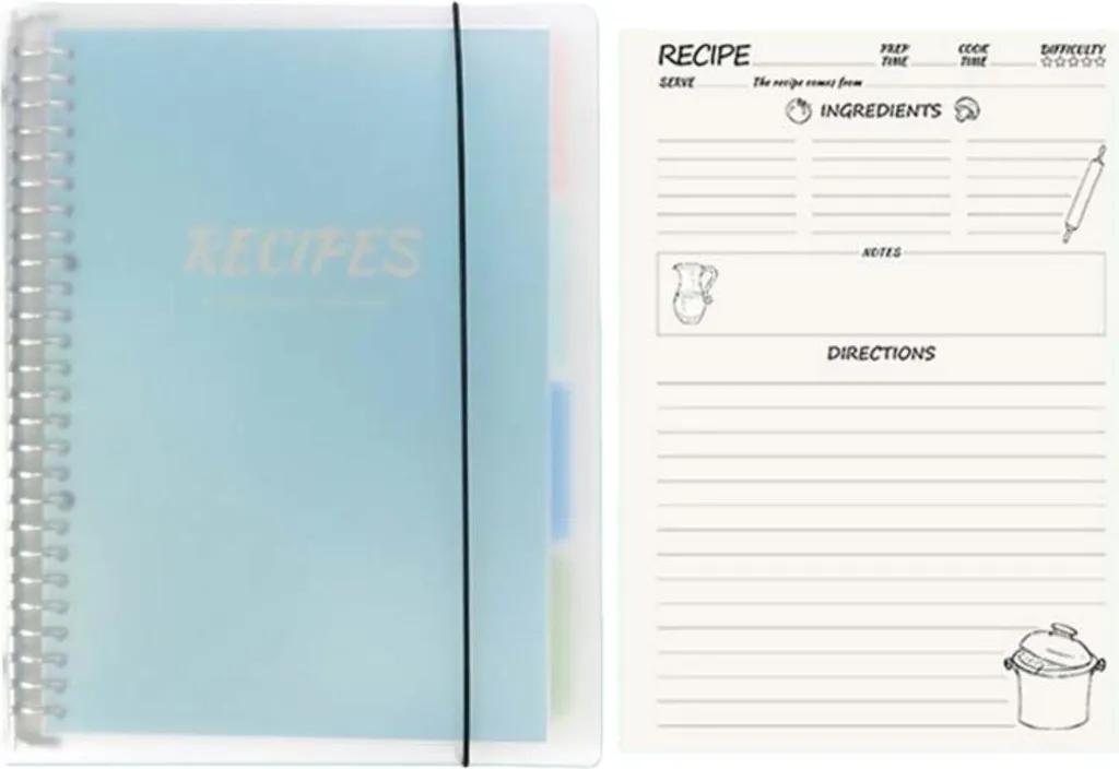 Quaderno Ricette da Scrivere INF Azzurro Cielo - 160 Pagine Organizzate