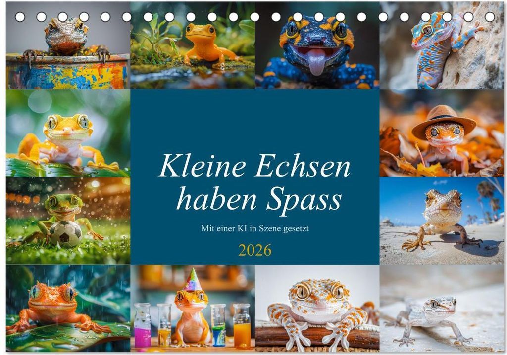 Kleine Echsen haben Spass (Tischkalender 2026 DIN A5 quer), CALVENDO Monatskalender