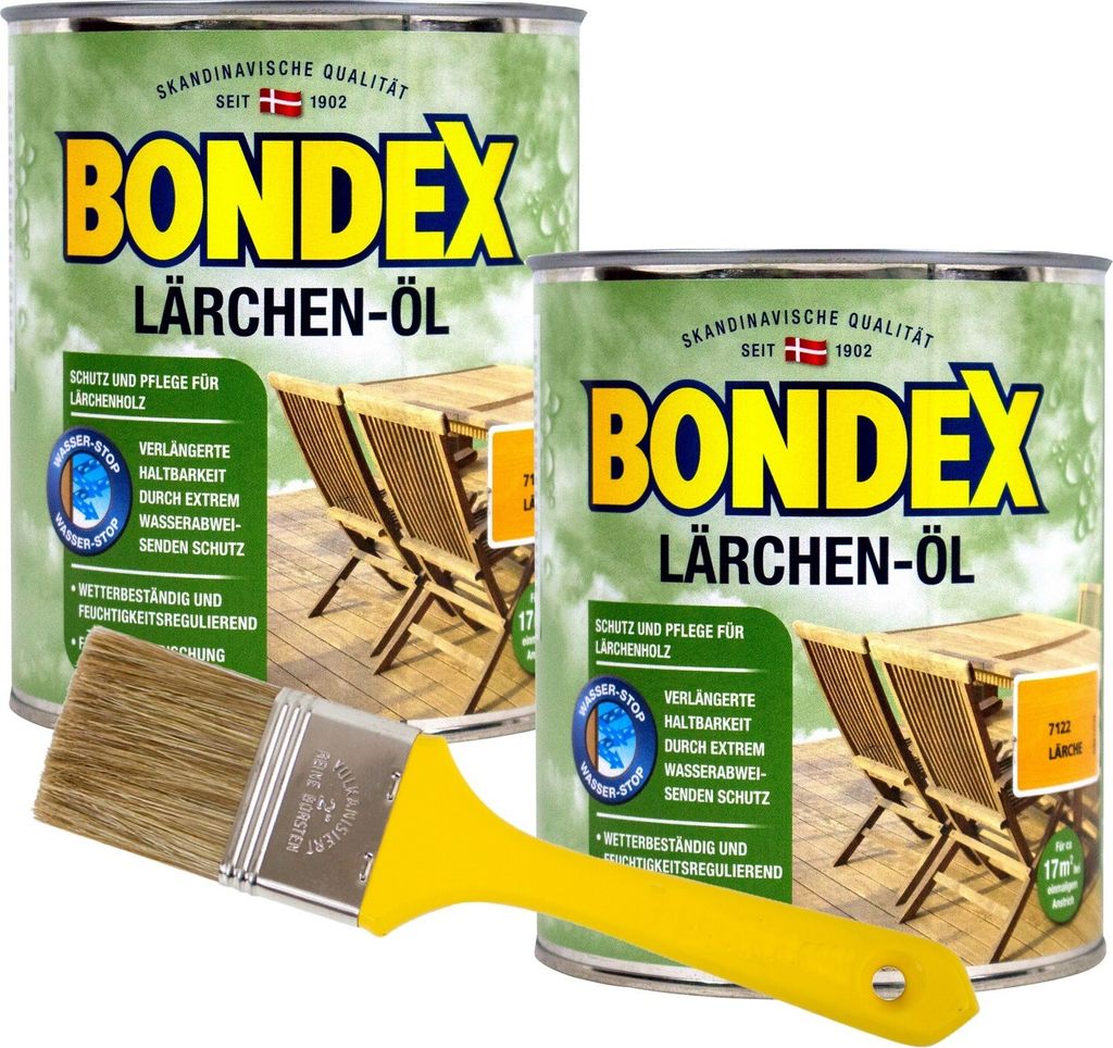 Bondex Lärchenöl Holzöl 1,5L Lärchen Öl Hartholzöl Terrassenöl inkl.Pinsel