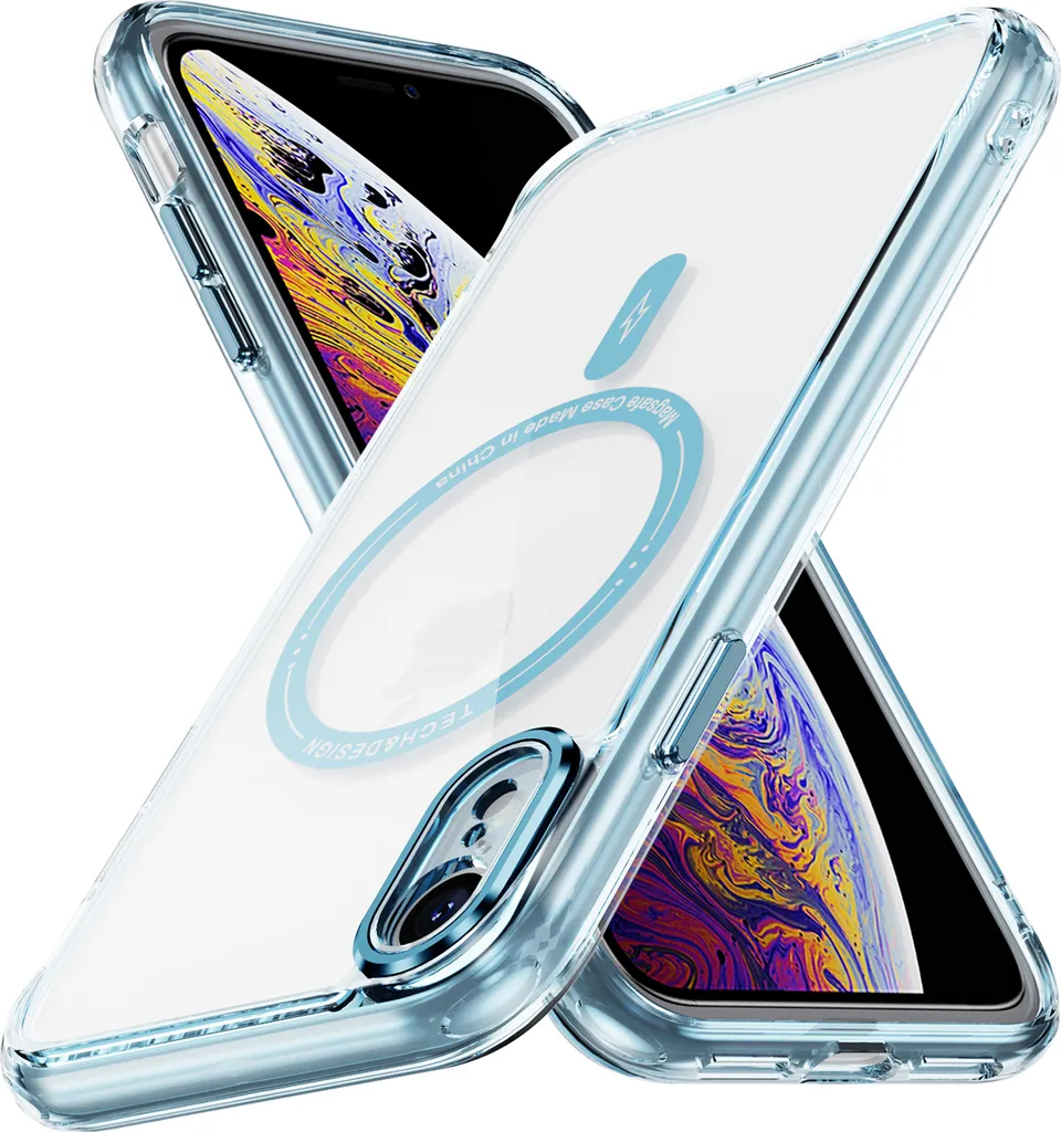Cover iPhone XR MagSafe Blu - Protezione Ibrida Trasparente 2026