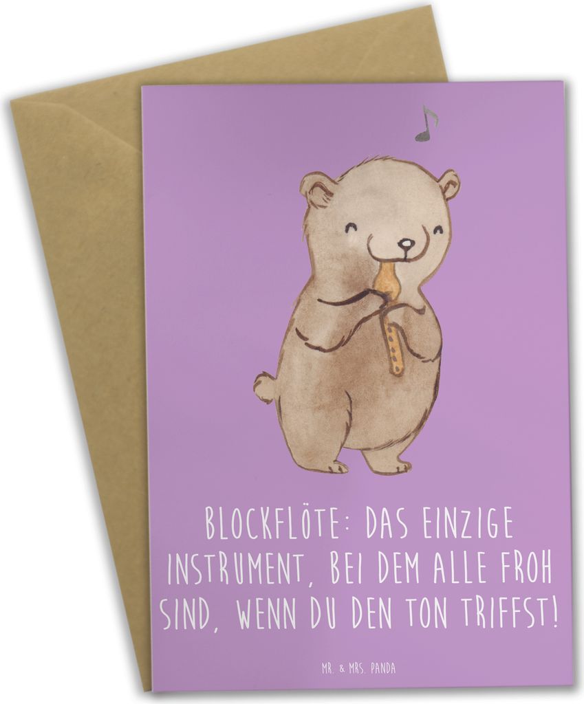 Mr. & Mrs. Panda Grußkarte Blockflöte Freude - Produktbild 