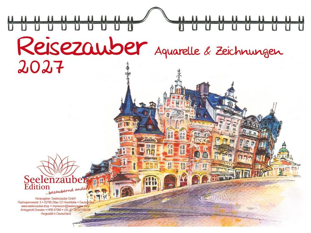 Reisezauber Aquarelle DIN A5 Kalender für 2027 Ferne Länder und Urlaubsträume - Seelenzauber
