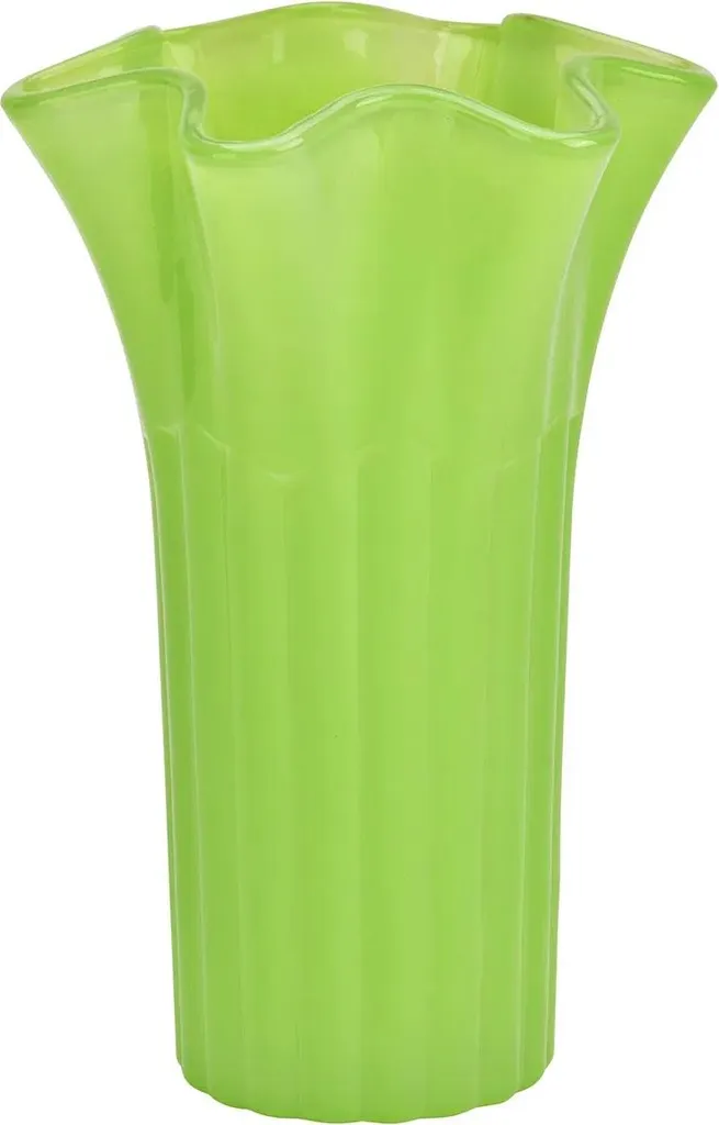 Vase en verre corolle bord ondulé transparent H25cm pour bouquet frais