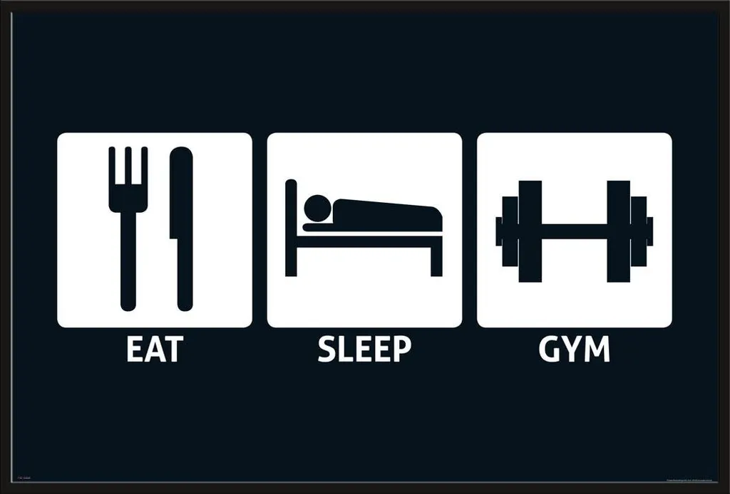 Cadre déco incassable avec affiche Gym Eat Sleep Shinsuke vitre sûre