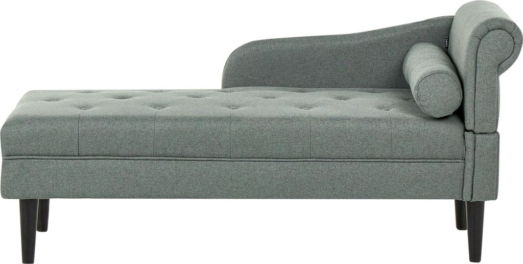 BELIANI Chaiselongue Rechts Grün Stoff Gepolstert Gesteppt mit Kissen Holzbeinen Moderne Sofaliege Relaxliege Récamiere für Wohnzimmer Schlafzimmer
