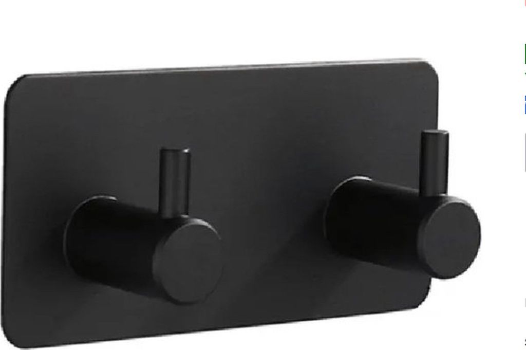Knaak Handtuchhaken selbstklebend 2er Set Edelstahl Schwarz ohne Bohren