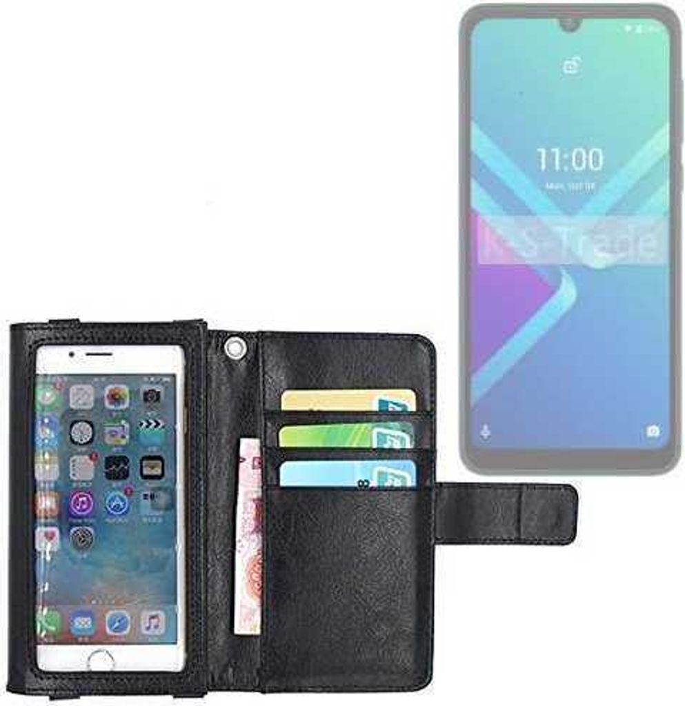 K-S-Trade Handy Hülle Schutz Hülle Kompatibel mit Wiko Y82 Case mit Displayschutz / Schutzfolie Flip Cover Wallet case Etui Hülle schwarz