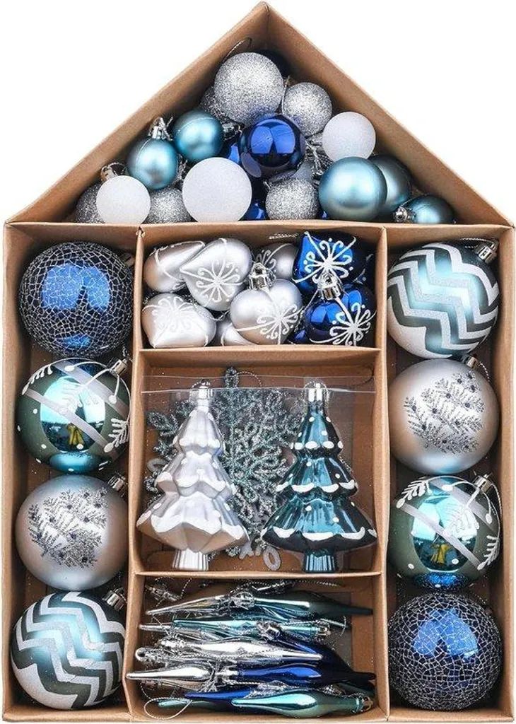 Lot de 70 boules de Noël en papier argent et blanc pour sapin élégant