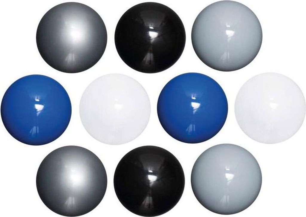 MAUL Magnet Kugel 10 Stück 0,6 kg Kunststoff Ferrit bruchsicher lackiert Ø 3 x 2 cm blau grau schwarz weiß
